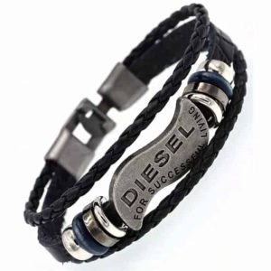 10001-700×700-1 Killer Deals PU Vegan Leather Diesel Multi-Layered Rope Bracelet- S/M