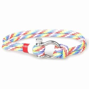 Killer Deals Custom Hand Fashion Nautical Nylon Rope Shackle Clasp Bracelet - Rainbow