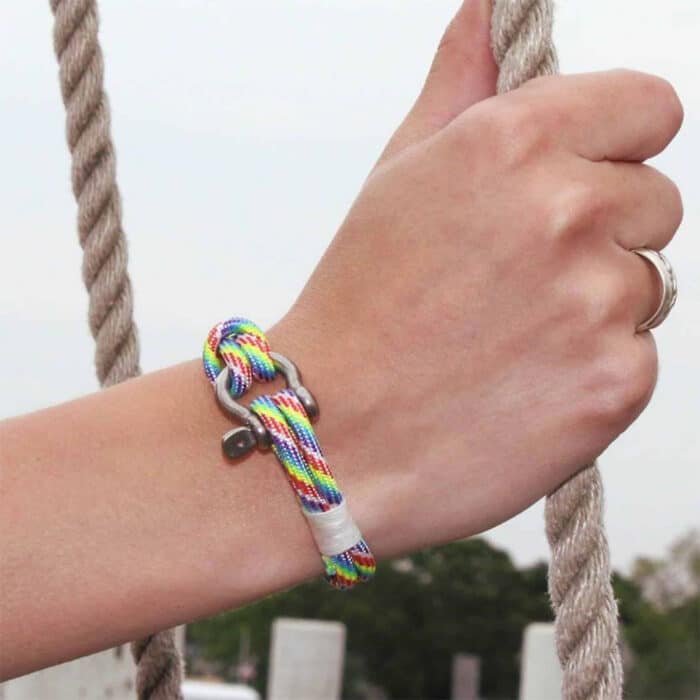 Killer Deals Custom Hand Fashion Nautical Nylon Rope Shackle Clasp Bracelet - Rainbow - Image 2