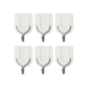 Killer Deals Bathroom Kitchen Plastic Self Adhesive Wall Hooks 6 Pack