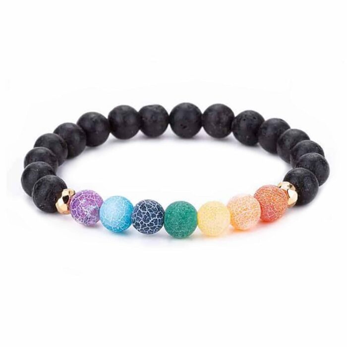 Killer Deals 7 Chakra Healing Meditation Rainbow Agate Stone Beaded Charm Bracelet