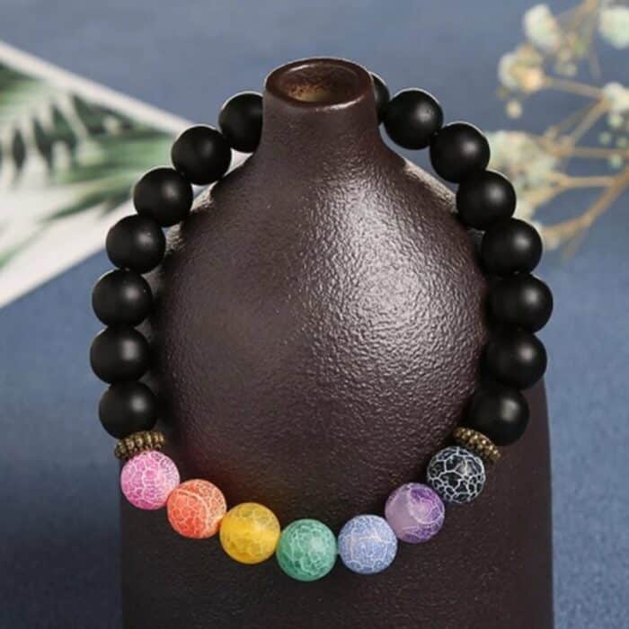 Killer Deals 7 Chakra Healing Meditation Rainbow Agate Stone Beaded Charm Bracelet - Image 2