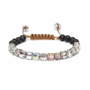 Killer Deals Essential Oil Diffuser Lava Stone Rainbow Aura Glass Bracelet