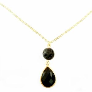 Killer Deals Aromatherapy Essential Oil Diffuser Onyx Glass Bead Necklace/Pendant
