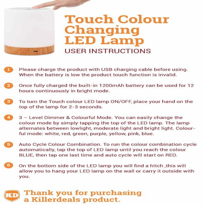 Killer Deals Dimmable Colour-Changing Night Touch Lamp - Image 4