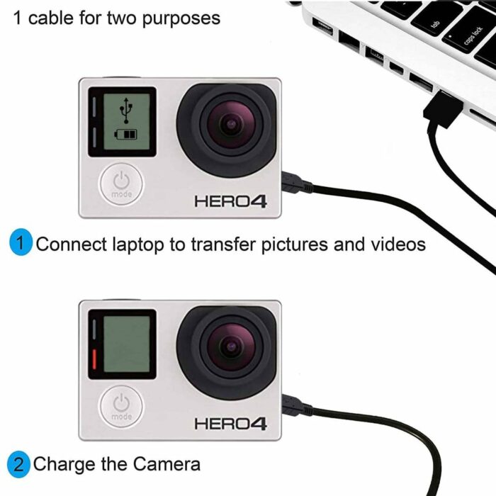 Action Mounts Mini USB Data Transfer Charging Cable for GoPro Hero 4- 1.5m - Image 5