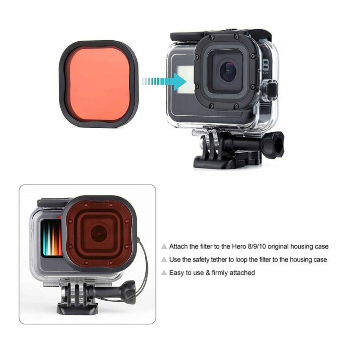 Action Mounts Red Filter for Waterproof Case for GoPro Hero 10/ 9 - Image 3