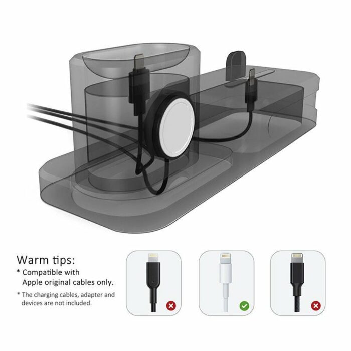 Killer Deals 3-in-1 Silicone Docking Stand for Apple iPhone, iWatch & AirPods - Black - Image 3