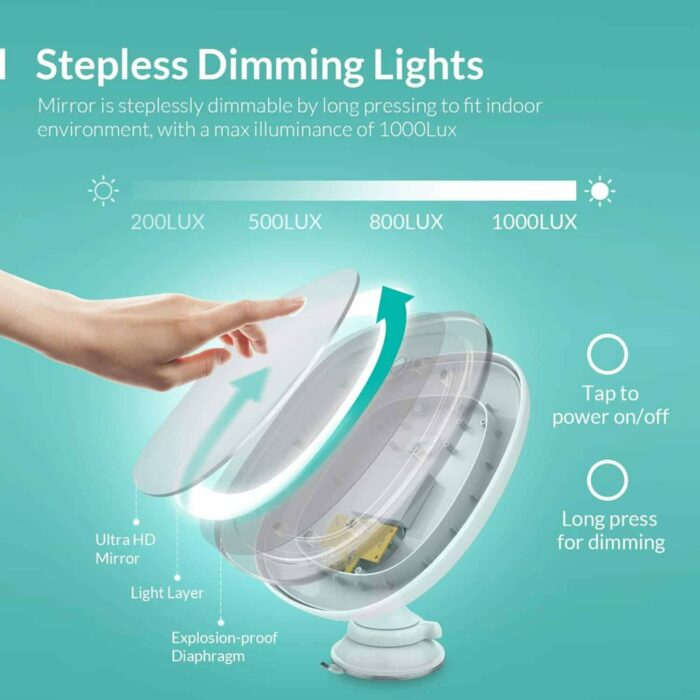 Killer Deals Rechargeable 7X Magnifying Vanity Makeup Mirror with Powerful Suction Cup - Image 5