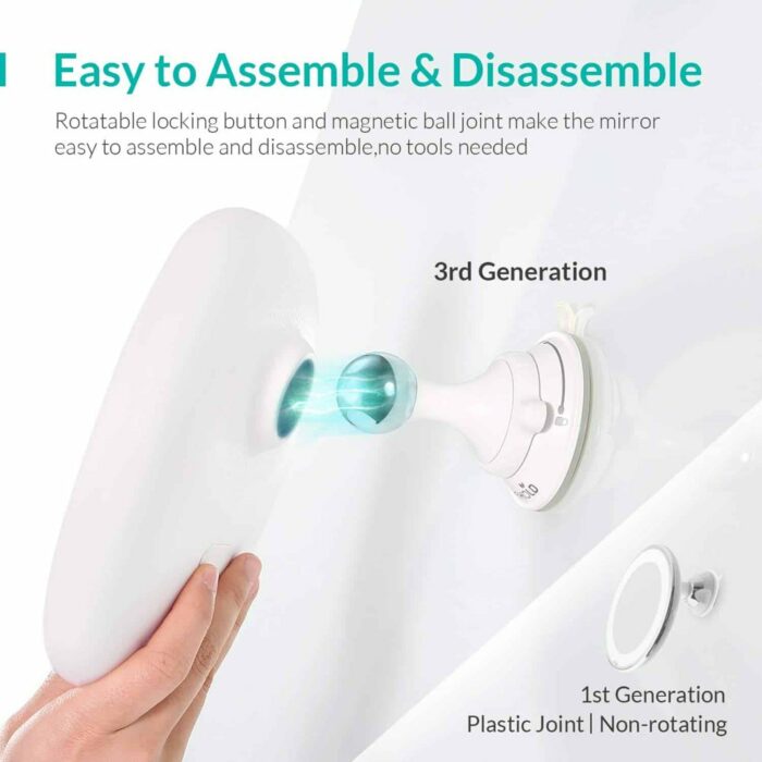 Killer Deals Rechargeable 7X Magnifying Vanity Makeup Mirror with Powerful Suction Cup - Image 6