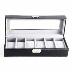 11138-700×700-1 Killer Deals PU Leather 6 Slot Luxury Watch Organizer Display Case Box