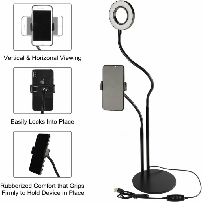 Killer Deals 2-in-1 Selfie Ring LED Beauty Light Phone Holder Desk Stand - Image 4