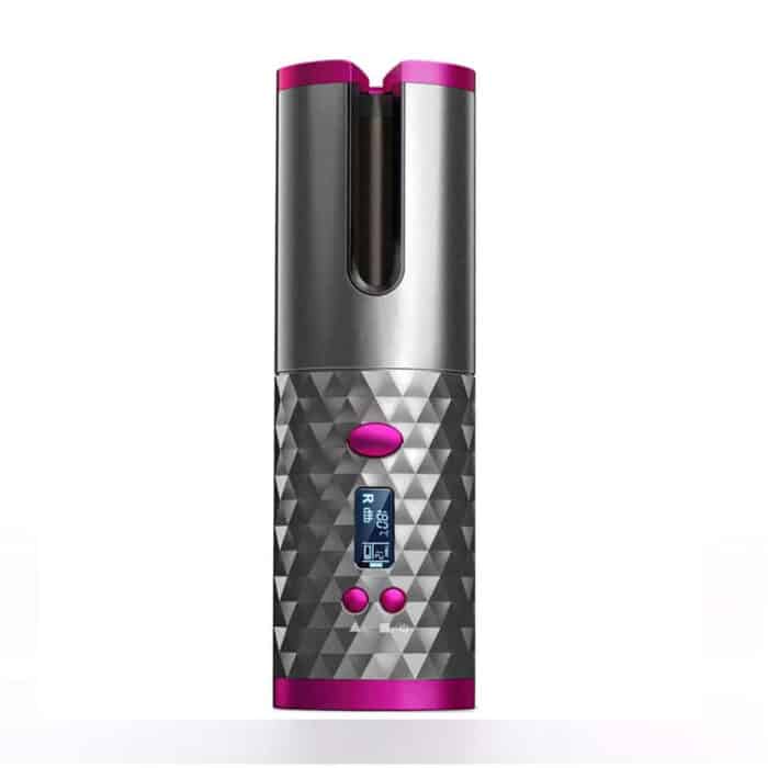 Killer Deals Rechargeable Wireless Safe Automatic Ceramic Hair Curling Iron - Grey