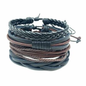 12420-700×700-1 Killer Deals Handmade Layered Rope Chain Vegan PU Leather Bracelet- L/XL