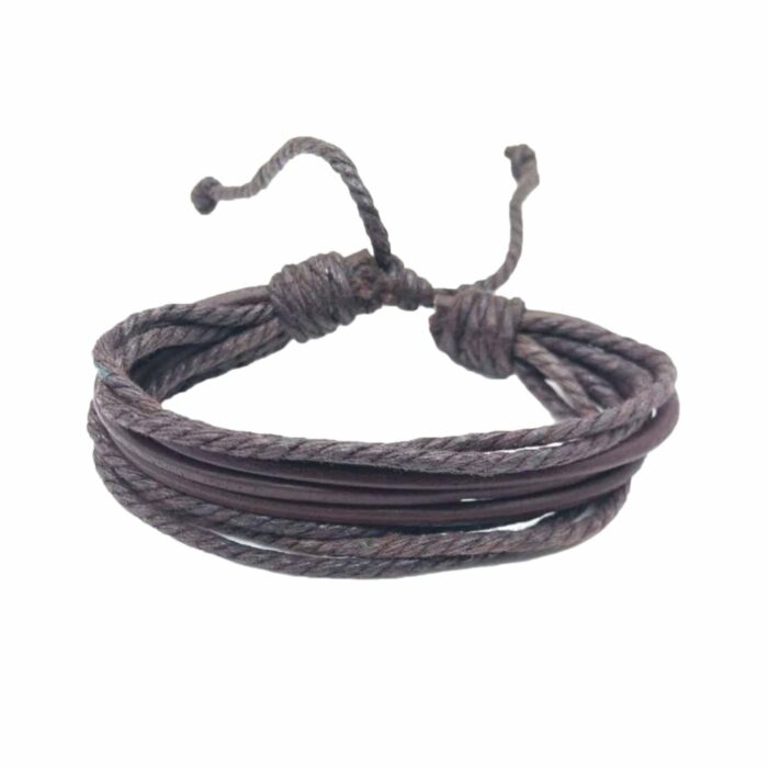 Killer Deals Handmade Layered Rope Chain Vegan PU Leather Bracelet- L/XL - Image 2