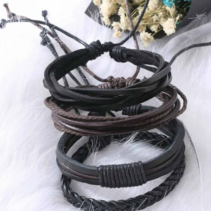 Killer Deals Handmade Layered Rope Chain Vegan PU Leather Bracelet- L/XL - Image 4