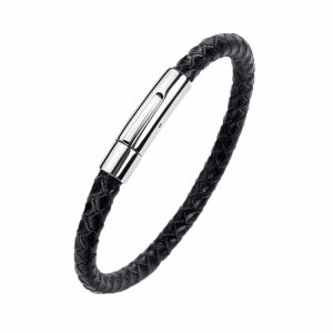 12424-700×700-1 Killer Deals Minimalist Vegan PU Leather & Stainless Steel Bracelet- M/L