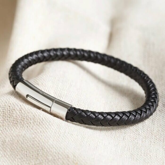 Killer Deals Minimalist Vegan PU Leather & Stainless Steel Bracelet- M/L - Image 2