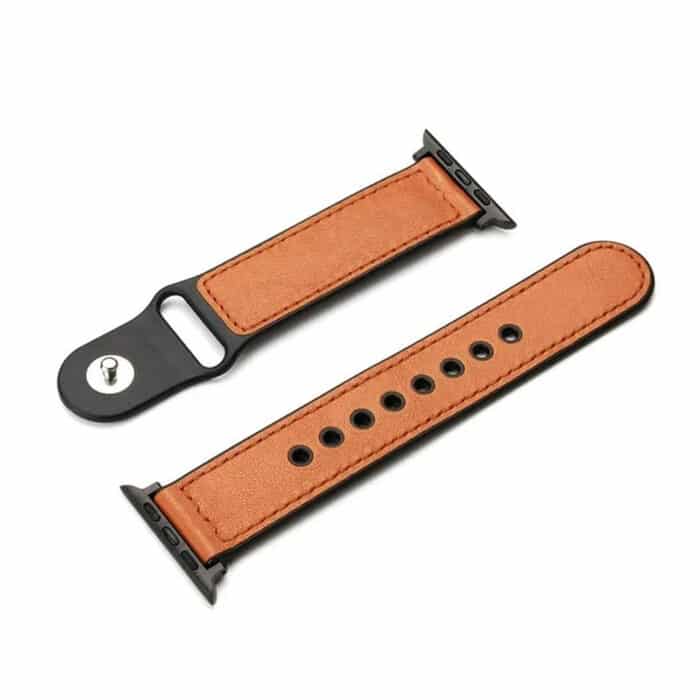 Killer Deals 42/44/45mm Apple Watch 6/5 genuine leather & silicone strap - Brown (S-M-L)