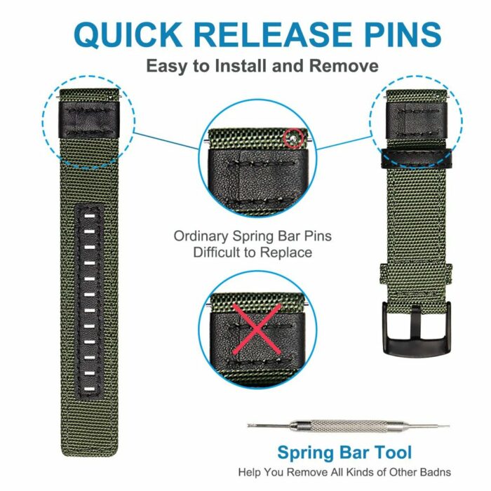 Killer Deals 22mm Nylon Strap for Garmin Vivoactive 4/ Garmin Venu 2- Green - Image 6