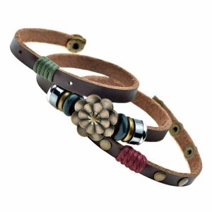 12575-700×700-1 Killer Deals Handmade Lucky Lotus Flower PU Vegan Leather Bracelet - L/XL