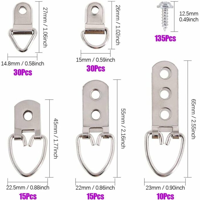 Killer Deals Heavy Duty Assorted Picture Hangers Frame Kit with Screws - Image 3