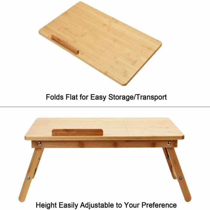Killer Deals Adjustable Ergonomic Bamboo Wood Laptop Tablet Bed Desk Stand - Image 2