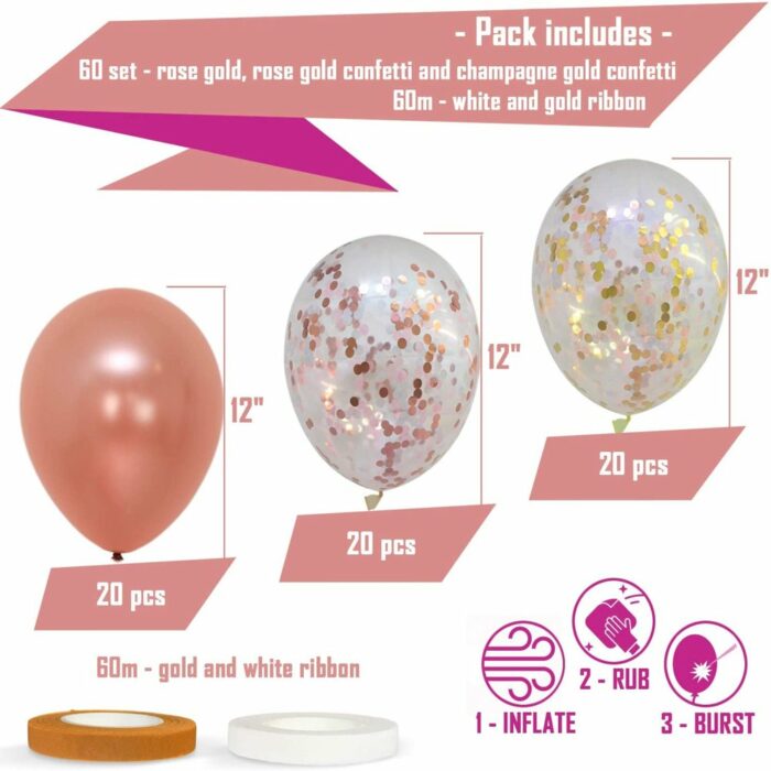 Killer Deals Rose Gold Birthday Bridal Baby Shower Party Balloons (x60) - Image 2