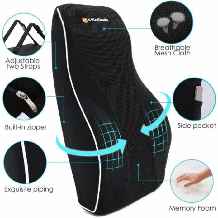 Killer Deals Home Office Chair Car Memory Foam Lumbar Back Support Cushion - Image 3
