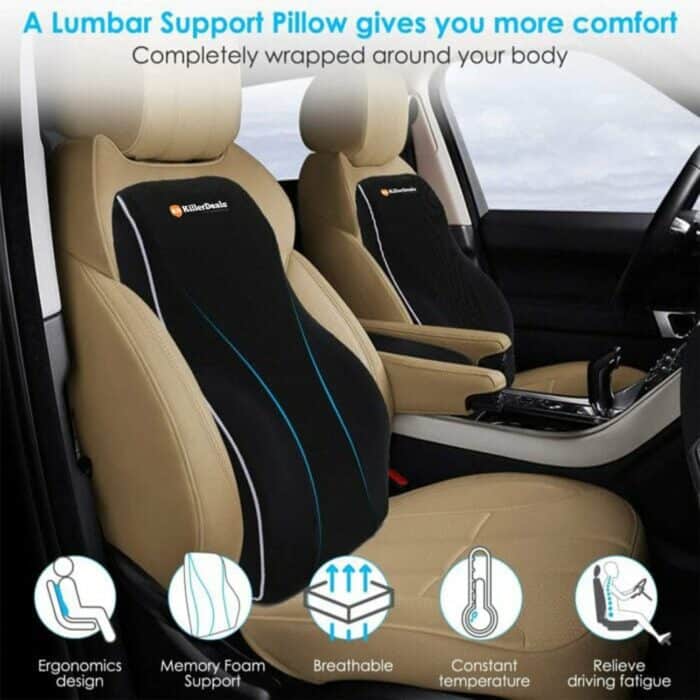 Killer Deals Home Office Chair Car Memory Foam Lumbar Back Support Cushion - Image 4