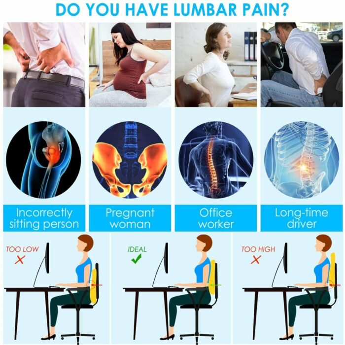 Killer Deals Home Office Chair Car Memory Foam Lumbar Back Support Cushion - Image 8