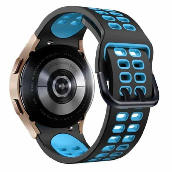 Killer Deals Perforated Silicone Strap for Samsung Galaxy Watch 4- Black & Blue - Image 3