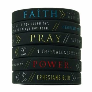14744-700×700-1 Killer Deals Faith, Power, & Pray Unisex Bible Silicone Wristbands (6 Pack)