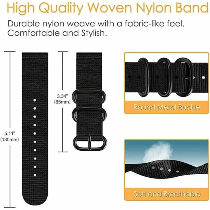 Killer Deals 20mm Replacement Nylon Strap for Garmin Vivoactive 3- Black - Image 4