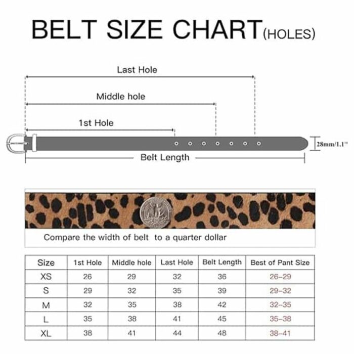 Killer Deals Ladies Animal Leopard Print Genuine Leather Belt- 2.8cm Width - Image 2