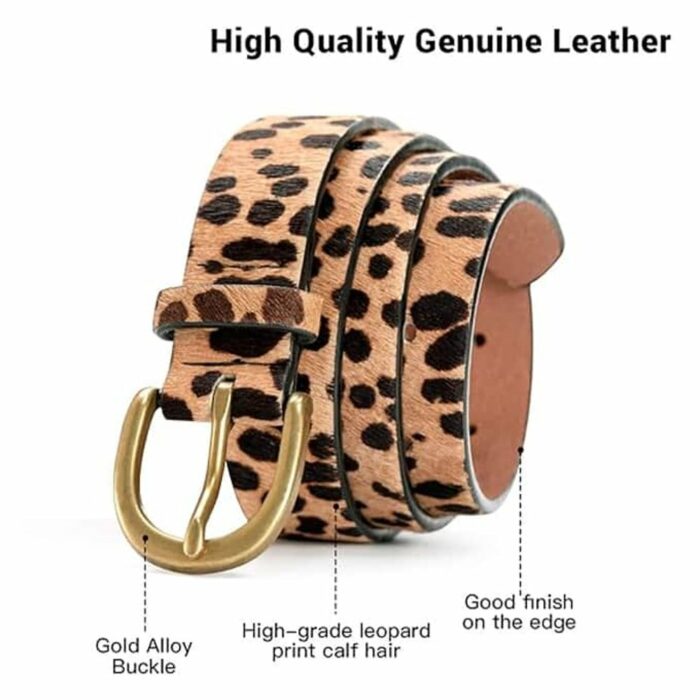 Killer Deals Ladies Animal Leopard Print Genuine Leather Belt- 2.8cm Width - Image 4
