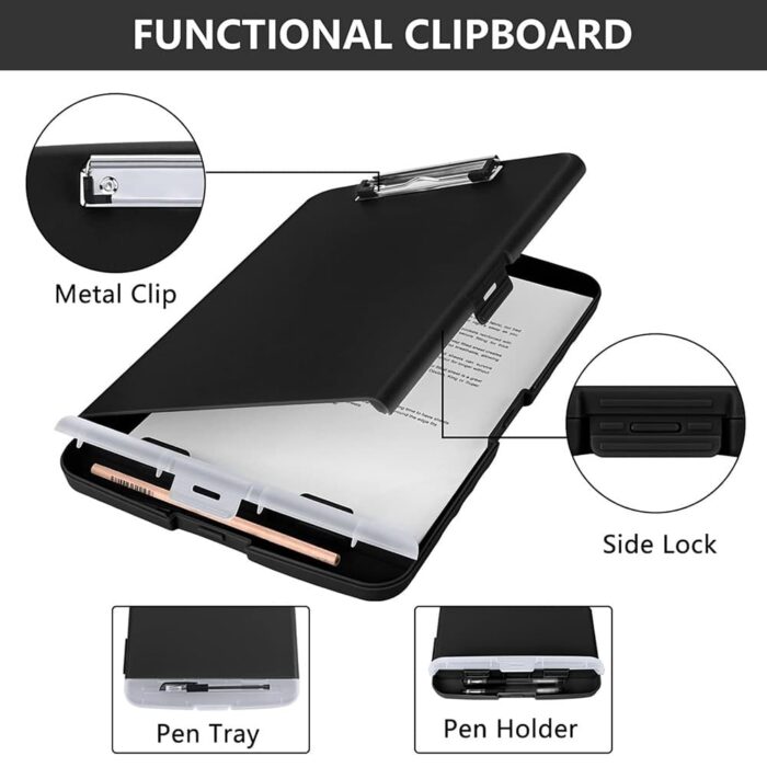 Killer Deals A4 Document Binder Clipboard- Pen Holder & Storage Compartment - Image 4