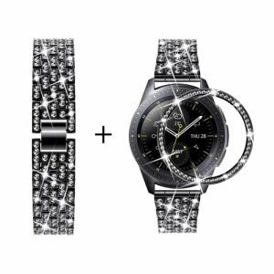 Killer Deals Shiny Steel Strap + Bezel Combo for Samsung Galaxy- Black- S/M