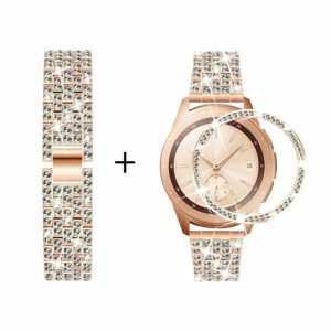 Killer Deals Shiny Steel Strap + Bezel Combo for Samsung Galaxy- Rose Gold- S/M