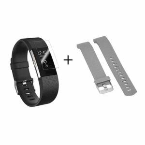 Killer Deals Silicone Strap + TPU Film Combo for Fitbit Charge 2- Grey
