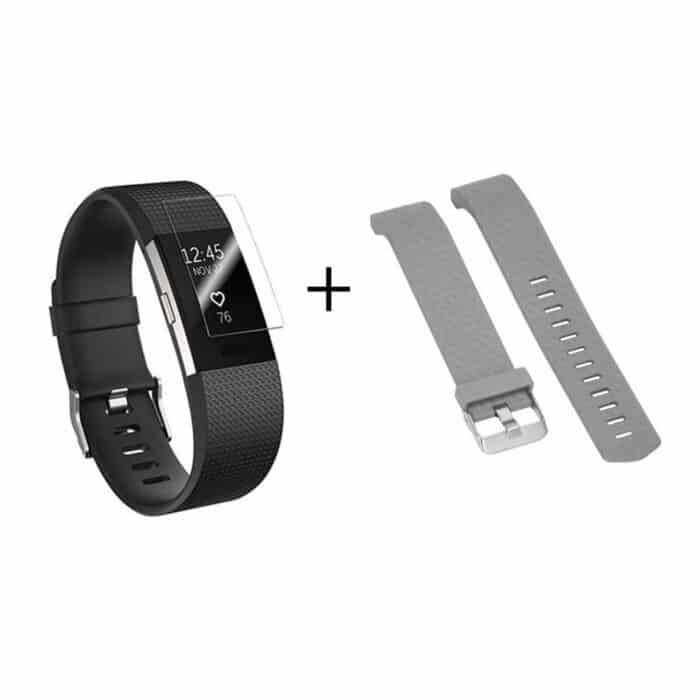 Killer Deals Silicone Strap + TPU Film Combo for Fitbit Charge 2- Grey