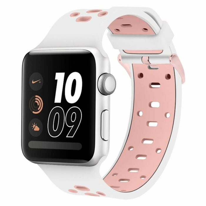 Killer Deals 44mm Apple Watch silicone strap (White + R.gold/S-M) + TPU case combo - Image 3