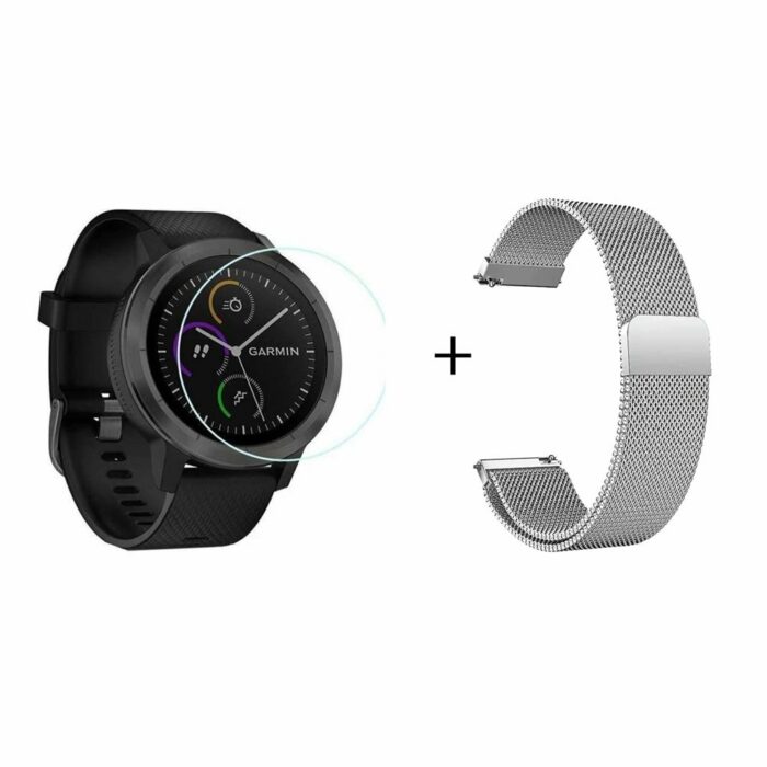 Killer Deals 20mm Milanese Strap + Glass Screen for Garmin Vivoactive 3