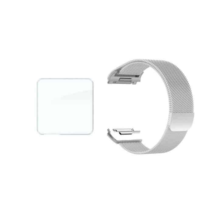 Killer Deals Milanese Strap & Glass Screen for Fitbit Ionic- Silver