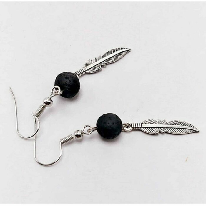 Killer Deals Feather/Triangle Lava Stone Diffuser/Aromatherapy Earrings Combo - Image 4