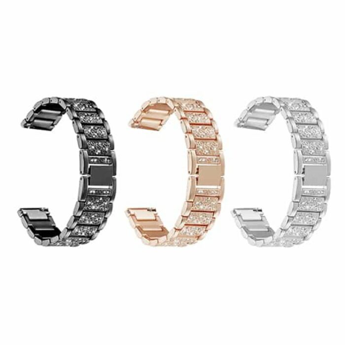 Killer Deals 26mm Garmin Fenix 6X Sparkling Stainless-Steel Strap Silver/Black/Rose Gold Combo