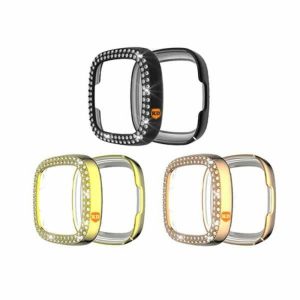 Killer Deals Diamond PC Case for Fitbit Versa 3- Combo Black + Gold + Rose Gold
