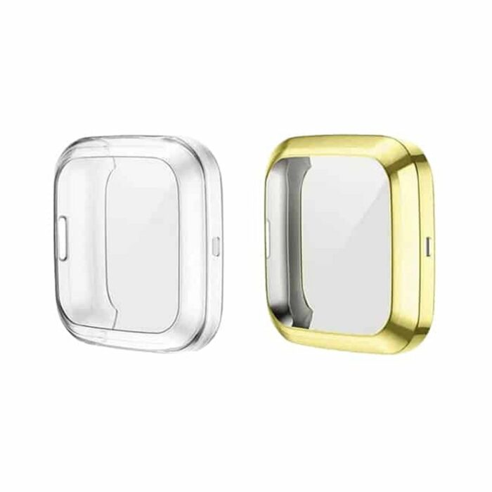 Killer Deals HD TPU Protective Case for Fitbit Versa 2-Clear + Gold Combo