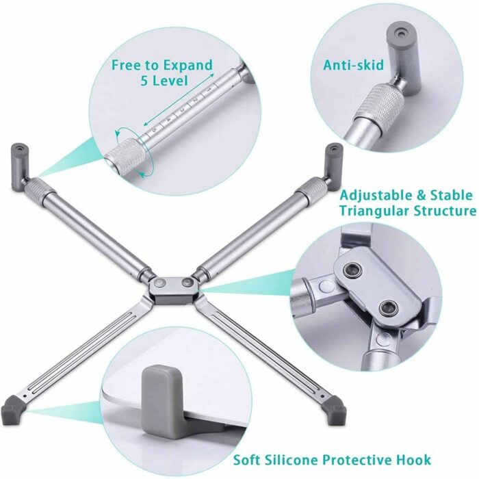 Killer Deals Adjustable Laptop Stand + Anti-Theft Retractable Cable Lock - Combo - Image 6