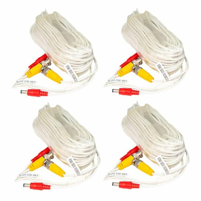 Killer Deals 20M Power/Video CCTV Camera Extension Cable Kit- 4 Pack Combo